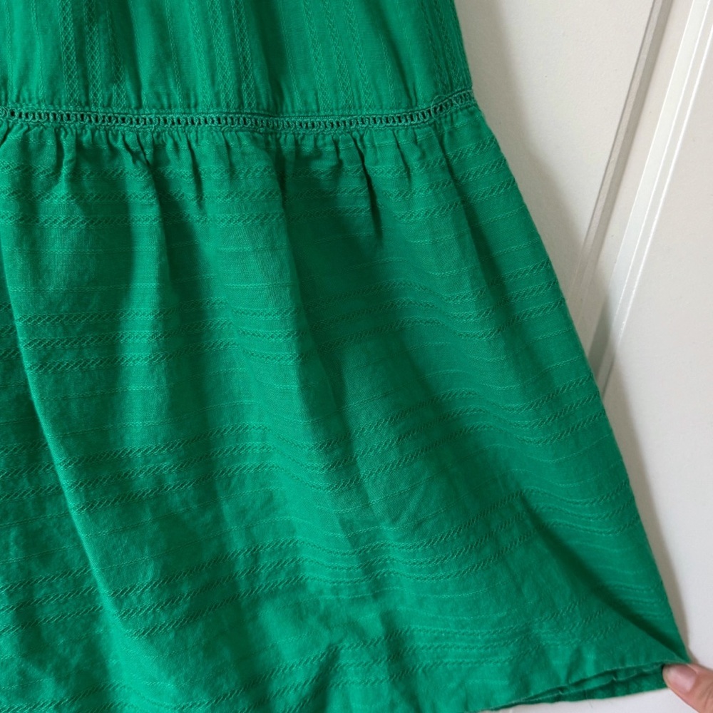 Draper James Tiered Midi Dress Womens 2 Kelly Green Lainey Textured Lined - Picture 7 of 16